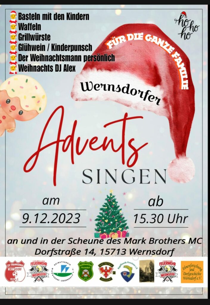 Wernsdorf singt den Weihnachtsmann herbei - Adventssingen der Wernsdorfer Vereine am 9. Dezember